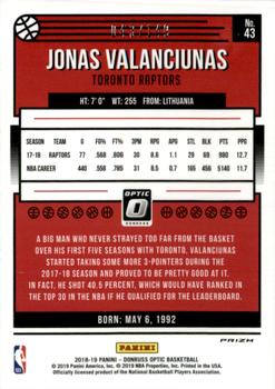 2018-19 Donruss Optic - Lime Green #43 Jonas Valanciunas Back