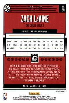 2018-19 Donruss Optic - Lime Green #68 Zach LaVine Back