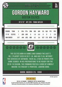 2018-19 Donruss Optic - Lime Green #86 Gordon Hayward Back