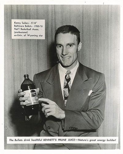 1950-51 Bennett Prune Juice Baltimore Bullets #NNO Kenny Sailors Front