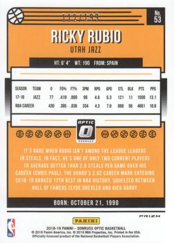 2018-19 Donruss Optic - Orange #53 Ricky Rubio Back
