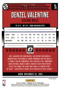2018-19 Donruss Optic - Orange #78 Denzel Valentine Back
