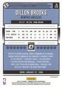 2018-19 Donruss Optic - Orange #124 Dillon Brooks Back