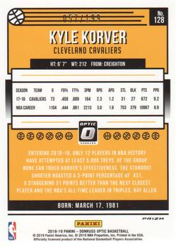 2018-19 Donruss Optic - Orange #128 Kyle Korver Back