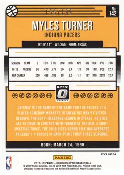 2018-19 Donruss Optic - Orange #142 Myles Turner Back