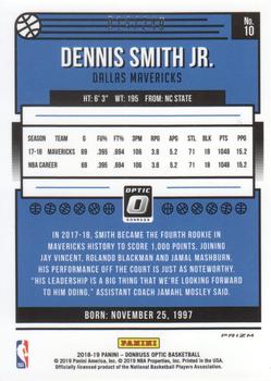 2018-19 Donruss Optic - Premium Box Set #10 Dennis Smith Jr. Back