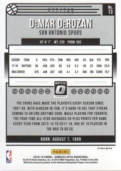 2018-19 Donruss Optic - Premium Box Set #13 DeMar DeRozan Back