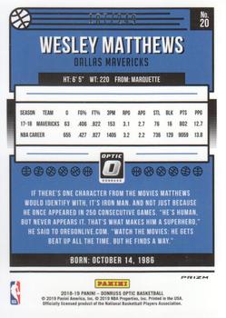 2018-19 Donruss Optic - Premium Box Set #20 Wesley Matthews Back