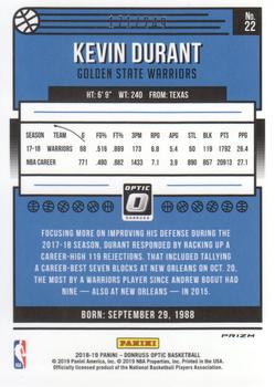 2018-19 Donruss Optic - Premium Box Set #22 Kevin Durant Back