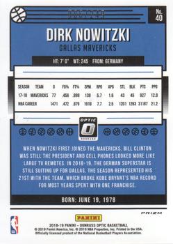 2018-19 Donruss Optic - Premium Box Set #40 Dirk Nowitzki Back