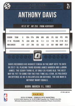 2018-19 Donruss Optic - Premium Box Set #47 Anthony Davis Back