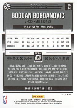 2018-19 Donruss Optic - Premium Box Set #61 Bogdan Bogdanovic Back