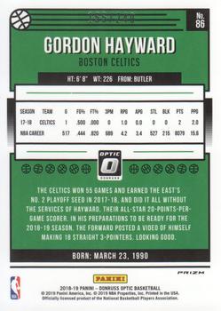2018-19 Donruss Optic - Premium Box Set #86 Gordon Hayward Back