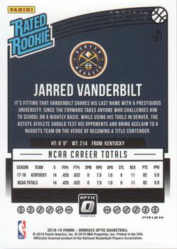 2018-19 Donruss Optic - Premium Box Set #151 Jarred Vanderbilt Back