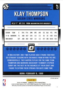 2018-19 Donruss Optic - Purple #12 Klay Thompson Back