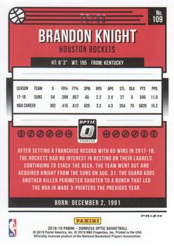 2018-19 Donruss Optic - Red #109 Brandon Knight Back