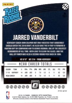 2018-19 Donruss Optic - Shock #151 Jarred Vanderbilt Back