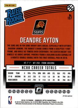 2018-19 Donruss Optic - Shock #157 Deandre Ayton Back