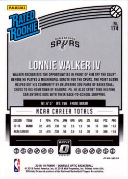 2018-19 Donruss Optic - Shock #174 Lonnie Walker IV Back