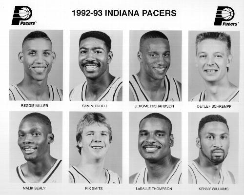 1992-93 Indiana Pacers #NNO Reggie Miller / Sam Mitchell / Jerome Richardson / Detlef Schrempf / Malik Sealy / Rik Smits / LaSalle Thompson / Kenny Williams Front