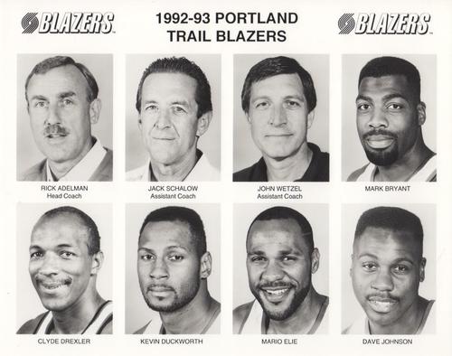 1992-93 Portland Trail Blazers #NNO Rick Adelman / Jack Schalow / John Wetzel / Mark Bryant / Clyde Drexler / Kevin Duckworth / Mario Elie / Dave Johnson Front