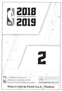 2018-19 Panini NBA Stickers European #2 Kobe Bryant Back