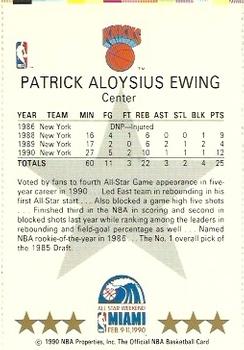 1990-91 Hoops - All-Star Program Perforated #NNO Patrick Ewing Back
