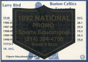 1991-92 Sports Educational - 1992 National Convention Promos #12 Larry Bird Back