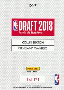 2018-19 Panini Instant NBA Draft Night #DN7 Collin Sexton Back