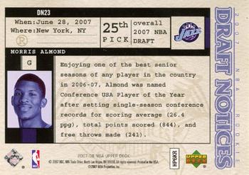 2007-08 Upper Deck - Draft Notices #DN23 Morris Almond Back