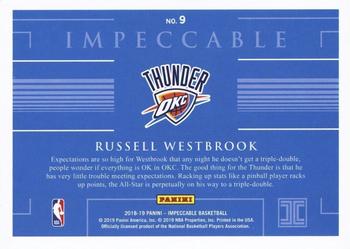 2018-19 Panini Impeccable - Gold NBA Logo #9 Russell Westbrook Back