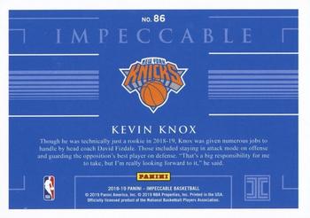 2018-19 Panini Impeccable - Gold NBA Logo #86 Kevin Knox Back