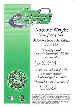 2005-06 Topps eTopps - Certificate of Issuance #48 Antoine Wright Front