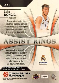 2017-18 Upper Deck EuroLeague - Assist Kings #AK-1 Luka Doncic Back