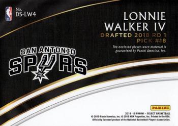 2018-19 Panini Select - Draft Selections Memorabilia #DS-LW4 Lonnie Walker IV Back