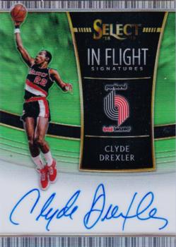 2018-19 Panini Select - In Flight Signatures Neon Green Prizms #IF-CDX Clyde Drexler Front