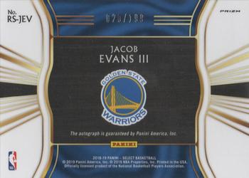 2018-19 Panini Select - Rookie Signatures #RS-JEV Jacob Evans III Back