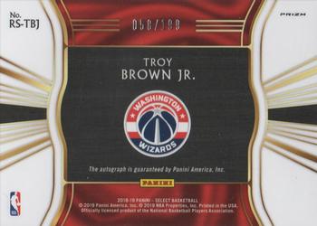 2018-19 Panini Select - Rookie Signatures #RS-TBJ Troy Brown Jr. Back