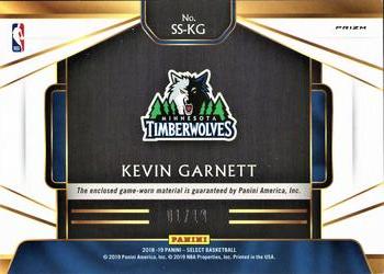 2018-19 Panini Select - Swatches Gold Prizms #SS-KG Kevin Garnett Back
