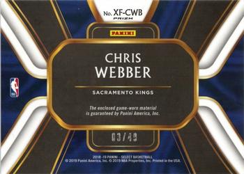 2018-19 Panini Select - X-Factor Memorabilia Copper Prizms #XF-CWB Chris Webber Back