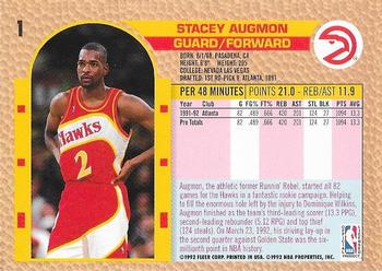 1992-93 Fleer - Promo Sheet Singles #1 Stacey Augmon Back