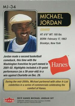 2018-19 Fleer Hanes Michael Jordan 30th Anniversary - Blue Foil #MJ-34 Michael Jordan Back