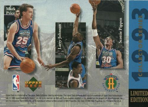 1992-93 Upper Deck Authenticated Collector Series Jumbo #NNO NBA East All-Stars: Isiah Thomas / Michael Jordan / Shaquille O'Neal / Mark Price / Larry Johnson / Scottie Pippen Back