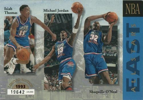 1992-93 Upper Deck Authenticated Collector Series Jumbo #NNO NBA East All-Stars: Isiah Thomas / Michael Jordan / Shaquille O'Neal / Mark Price / Larry Johnson / Scottie Pippen Front
