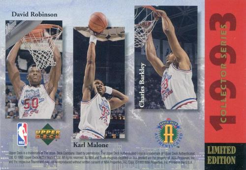 1992-93 Upper Deck Authenticated Collector Series Jumbo #NNO NBA West All-Stars: Tim Hardaway / Clyde Drexler / John Stockton / David Robinson / Karl Malone / Charles Barkley Back