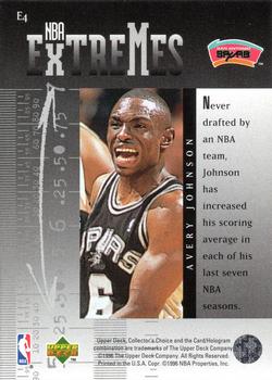 1995-96 Collector's Choice English II - NBA Extremes #E4 Avery Johnson Back
