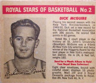 1952 Royal Desserts #2 Dick McGuire Front