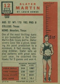 1957-58 Topps #12 Slater Martin Back