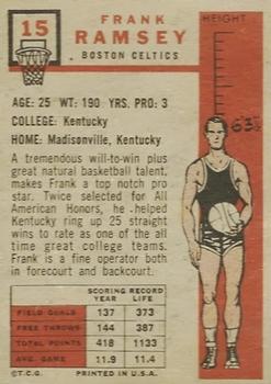 1957-58 Topps #15 Frank Ramsey Back