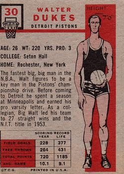 1957-58 Topps #30 Walter Dukes Back